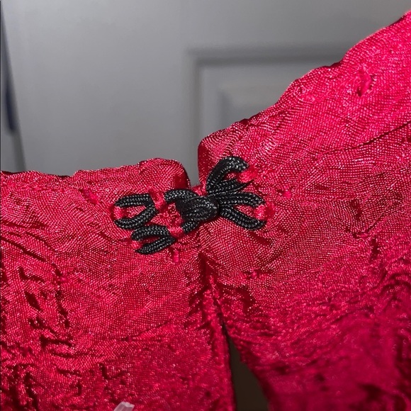 Chico's Red Blazer with Textured Fabric and Relaxed Fit - Picture 8 of 9